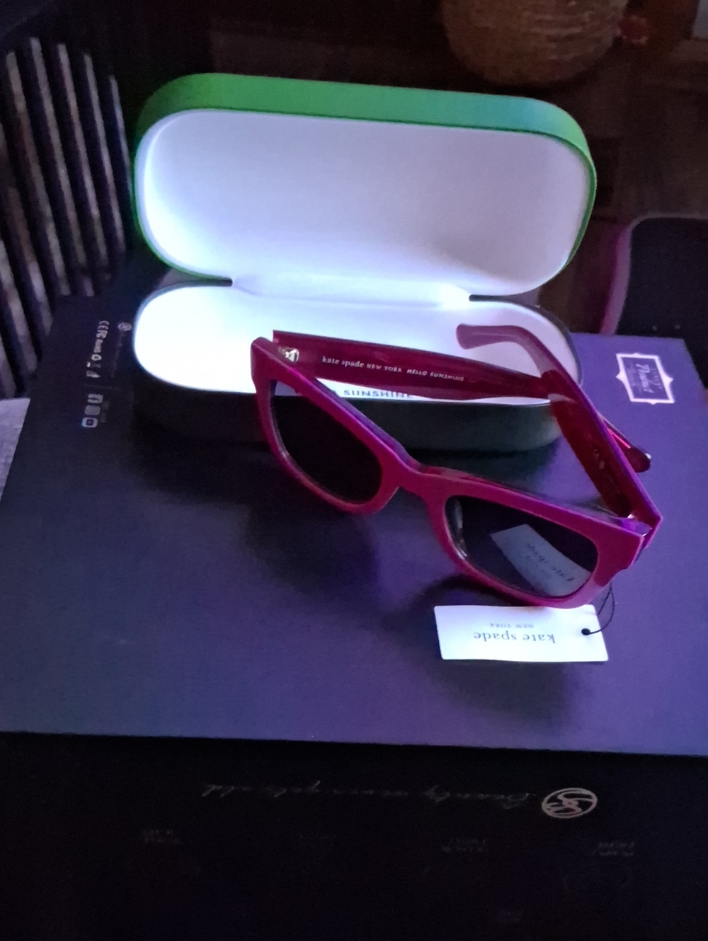 kate spade fuchsia rectangular sunglasses